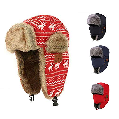 Bluetooth Hiver trappeur Chasse Cap Casque sans fil avec panneau de commande amovible casque deux charges Chapeaux pour sports de plein air Homme Femme
