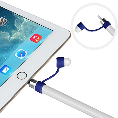 [3-Pack] Fintie Apple Pencil Stift Kappehalter/ Schreibfeder-Abdeckung/ Halterung für Lightning Kabel Adapter für den iPad Pro Pencil (Apple Pencil, Ladekabel und Adapter sind nicht im Lieferumfang enthalten), Marineblau - 4