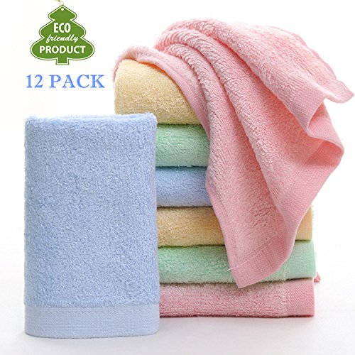 Preisvergleich Produktbild Baby-Waschlappen-natürlicher Waschlappen-Bambus, Baby-Gesichts-Tücher - besonders weich für neugeborenes durch Leepem Baby, 11.8x11.8inch. (12 Stück)