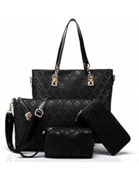 fanhappygo Fashion Retro Leder Tote Abendtaschen Damen Schulterbeutel Umhängetaschen 4 in a set