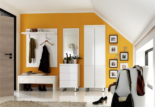 Robas Lund 52124W1 Sydney Spiegel mit Facettenschliff, hochglanz, weiß, lackiert, Montage im Hoch- und Querformat - 4