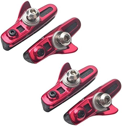 Pioneeryao Sport Road Bike Cycle Bicycle Brake Pads for Carbon Rim Wheels 2 Pairs (Red)
