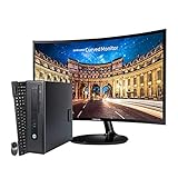 Almacenamiento de 500GB HDD HP EliteDesk 800 G1 SFF - Ordenador de sobremesa + Pantalla Curva Samsung 24\" (Intel Core I5-4570 Quad Core, 8GB RAM,HDD de 500 GB, DVD, Windows 10 Pro Original) Negro (Reacondicionado)