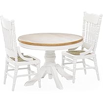 Odoria 1/12 Miniatuur Eettafel en 2 stuks Stoelen Poppenhuis Meubilair Accessoires