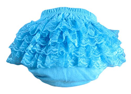 BuyHere Baby Girl's Cotton Lace Ruffle Underpants,Blue,Large Size
