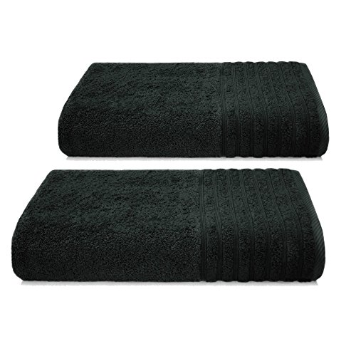 Gallant 2 tlg Duschtücher Badetücher Duschtuch Set grau-anthrazit 2 Duschhandtücher 70x140 cm groß Handtücher grau anthrazit Frottee 100% Baumwolle