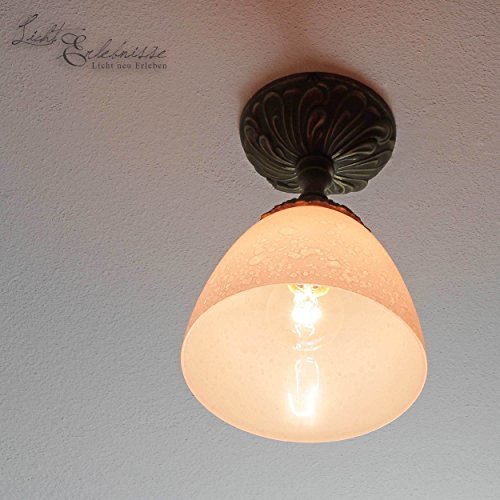 Premium Deckenleuchte aus Messing antik Jugendstil E14 bis 40W 230V für Glas matt Flur Wohnzimmer Esszimmer Lampen Leuchte Beleuchtung Deckenlampe - 