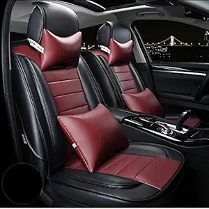 3D FRONTLINE PU Leather Front Line Car Seat Cover for Maruti Vitara Brezza (Black)
