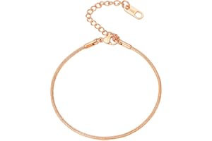 PROSTEEL Gourmette Femme Réglable 16+5cm, Bracelet Chaîne de Serpent Fine 1,5mm en Acier Inoxydable/Plaqué Or/Or Rose/Noir