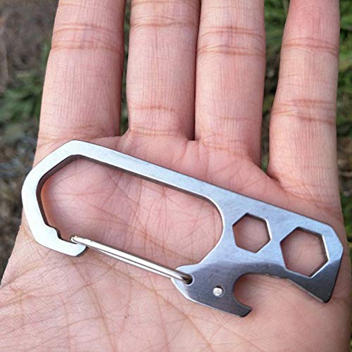 Preisvergleich Produktbild HoganeyVan Edelstahl Karabiner Metall Multifunktions Schlüsselanhänger Öffner Inbusschlüssel Outdoor Camping Ausrüstung Tasche und Rucksack Werkzeug