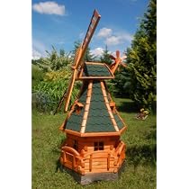 Moulin à Vent Décoratif Bois 1,3m - Roulement à Billes - Pour Jardin - Deko-Shop-Hannusch
