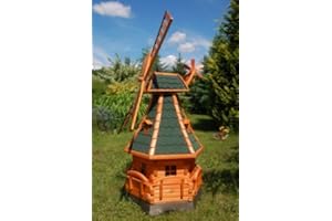 Deko-Shop-Hannusch Moulin à Vent à roulement et éclairage Solaire à LED 1,4 m Vert