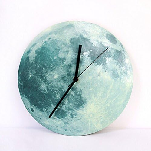 Night Light Wall Clock Creative Glow in the Dark Moon Night Luminous Removable DIY Wall Decorative for Sitting Room Bedroom Office and Kitchen by Melissa (Moon)