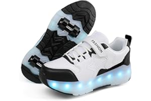 FANSU Chaussures avec des 4 Roues pour Garçons et Filles, 2 en 1 Chaussures à roulettes avec LED Retractable Enfant Patins à roulettes Adolescents pour Extérieur Intérieur 29-39 EU