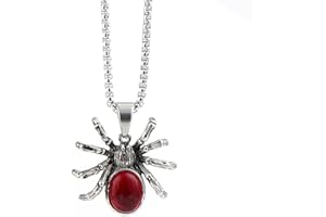 VNEWSCHI Red Spider Pendant Necklaces Gothic Red Crystal Cute Spider Pendant Necklaces Punk Rock Retro Insect Animal Choker for Men Boyfriend Gift Party Club Jewelry