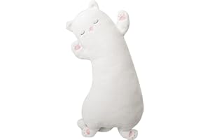 Coseaon 65CM Lange Katze Kuscheltier Katze Kissen Plüschtier Katzen Stofftiere Plüsch Long Cat Plush Pillow Schlafkissen Plushie Geschenk für Weihnachten Valentinstag Geburtstag (Weiß, 65CM)