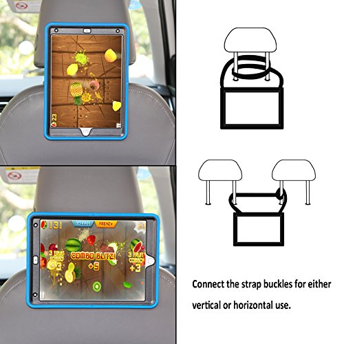 Cellular360 Apple iPad Air 2 Schock-und Drop-proof Hülle, Kopfstützen-Halterung mit einem Griff, einem Schultergurt und einem 360 Grad drehbaren Standfußdrehbaren (Schulterriemen-Blau) - 2