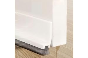 Cotensta 100cm Blanc Joint de Porte, Auto-adhésif et Peut être Coupé à la Taille, Joint Brosse Isolation Phonique Porte, Boudin de Porte, Calfeutrer Bas de Porte, (White)