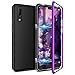 Produktbild CE-Link Huawei P20 Hülle Glas mit Magnetisch Panzerglas Durchsichtig Handyhülle Transparent Ultra Slim Dünn 360 Grad Schutzhülle Bumper Schutz - Lila + Schwarz