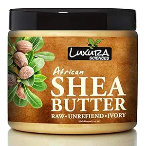 Luxura Sciences African Raw Shea Butter Unrefined Organic Ivory for Skin and Body.(200 Gms) Body Mositurizer|| Anti-ageing|| Stretch Marks||SunScreen||Lip Cream.