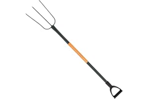 KOTARBAU® Horca de Acero con 3 Dientes, Horca de jardín y Campo para Compost, Horca con Mango de Metal, Horca para airear Suelos, Horca para ablandar la Tierra y Remover Cultivos, Horquilla Campo