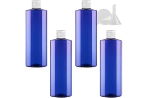 PQPAUTY 4 Pezzi 500ml flaconi vuoti da Blu in plastica da viaggio bottiglia di lozione con Tappo Flip Top Blanc, ricaricabili, per lozione e shampoo Cosmetica Bottiglie Flaconi