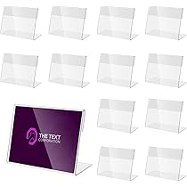 20 Pezzi Porta Etichette In Acrilico Trasparente 6x4 Cm - Supporto Autoportante Per Prezzi E Cartellini