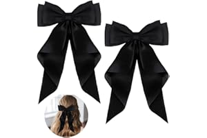 ZEVONDA Haarschleifen Clips - Haarspangen mit Großer Schleife Einfarbige Haarnadel mit Schleife Haarspangen Accessoires für Mädchen Frauen, Schwarz (2PCS)