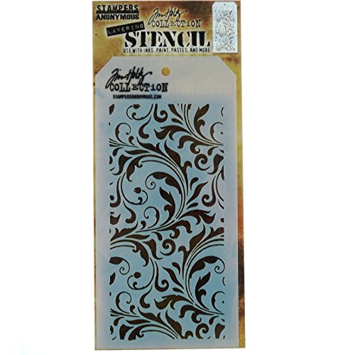 Art Gone Wild THS032 Stampers Anonymous Tim Holtz Schablonen Schnörkel, Synthetic Material, durchsichtig, 26.5 x 12.7 x 0.1 cm