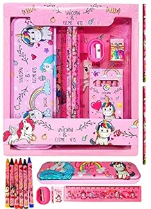 FunBlast Unicorn Stationary Kit for Girls Pencil Pen Book Eraser Sharpener - Stationary Kit Set for Girls/Birthday Gift (Multicolor)