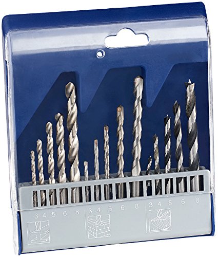 AGT Bohrer-Set 15-tlg. mit HSS-Metallbohrer, Holz- & Steinbohrer
