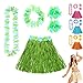 Produktbild Amakando Bastrock Blumenkette Hawaii Hula Set grün Hawaikette Baströckchen Limbo Party Outfit Südsee Kostüm Zubehör Strandparty Beachparty