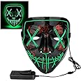 Party Propz Led Light up Ghost Mask - Joker Mask for Men | Radium Mask for Men | Call of Duty Ghost Mask | Neon Light Hacker Mask | Money Heist Full Face Mask | Red Criminal Mask | Masquerade Mask for Men (Dark Green)