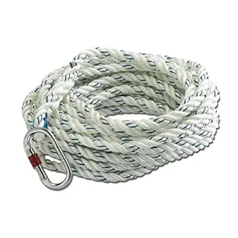 KTandT Polyamide Rope | Lanyards | 14 mm | Both End 6 Inch Splicing with Heat Shrink Tube, Thimble & Carabinar | Rope Life Indicator Strip | Safety, Life Line Systems | Made In India (10 meters)