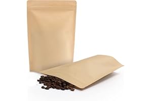SumDirect 50 Stk Papier Beutel Kraftpapier mit Folie Ausgekleideten,Papiertütchen mit Boden für die verpackung von kaffee,tee lebensmittel (17x24CM)