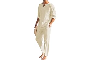 Geagodelia Completo Estivo da Uomo 2 Pezzi Casual per Spiaggia Tuta Completa Maglietta a Manica Lunga + Pantaloni con Coulisse Set Uomini