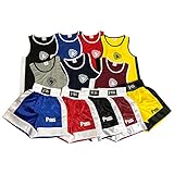Prime Leather NEW KIDS BOXING UNIFORM 2 PICES SET (TOP & SHORT) 03 TILL 14 YEAR OLD KIDS (Black, 11-12 Years)