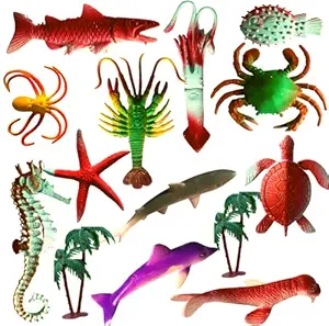 Mallexo Ocean Animals Toys for Kids Set of 14PCs Non Toxic Educational Sea Animal Toys Sets for Boys and Girls Multicolor Animal Action Figure Toys Set Small Size