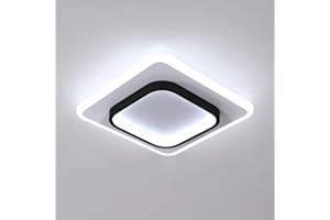 Comely Nowoczesna lampa sufitowa LED, 30W 3375LM lampa sufitowa LED kwadratowy czarny biały żyrandol elegancki akrylowy do kuchni, łazienki, biura, korytarz