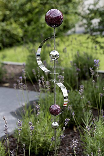 Exklusive Gartenstange Gartenfigur Bows aus Edelstahl mit 4 Kugeln und 2 Bögen Höhe 80 cm