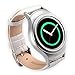 Produktbild VancTec für Samsung Gear S2 Armband – Quick Release Leder Echt Krokodil Leder Uhrenarmband mit Silber Adapter Ersatz Armband für Frauen / Herren Erstatzband für Samsung Gear S2 (SM-R720/R730), Weiß