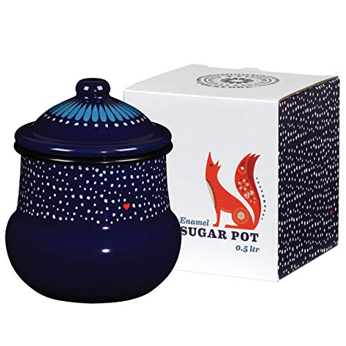 Preisvergleich Produktbild Folklore Emaille-Zuckerdose, Blau