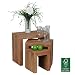Produktbild FineBuy 3er Set Satztisch Massiv-Holz Wohnzimmer-Tisch Landhaus-Stil Beistelltisch dunkel-braun Naturholz Couchtisch Natur-Produkt Wohnzimmermöbel Unikat Massivholzmöbel Echtholz Anstelltisch (Akazie)