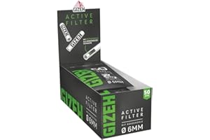 GIZEH BLACK Active Filter – Aktivkohlefilter slim 6 mm Durchmesser – Aktivkohlefilter slim mit Aktivkohle aus Kokosschale – Filter mit 27 mm Länge - 10 Beutel á 50 Filter