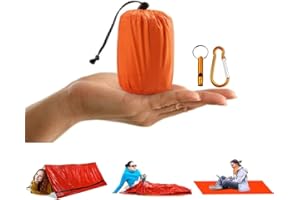 LVGPH Emergency Sleeping Bag Survival Sleeping Bag Emergency Tent Hiking Bivvy Bag with Survival Whistle Lightweight Waterproof Thermal Emergency Shelter PE tear resistant material Outdoor Camping Hiking