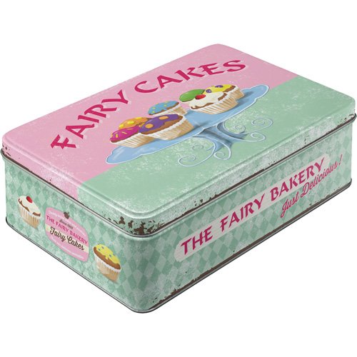 Nostalgic-Art 30708 Home und Country Fairy Cakes, Fresh every Day, Vorratsdose Flach