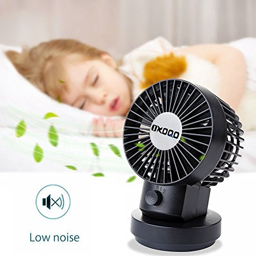 OXoqo Mini Tragbar USB Lüfter, OXOQO Personal Desk Desktop Tischfächer 2 Speed Modes Dual Blades Oszillierende Verstellbare Lüfter für Home Room Office Tisch - 3