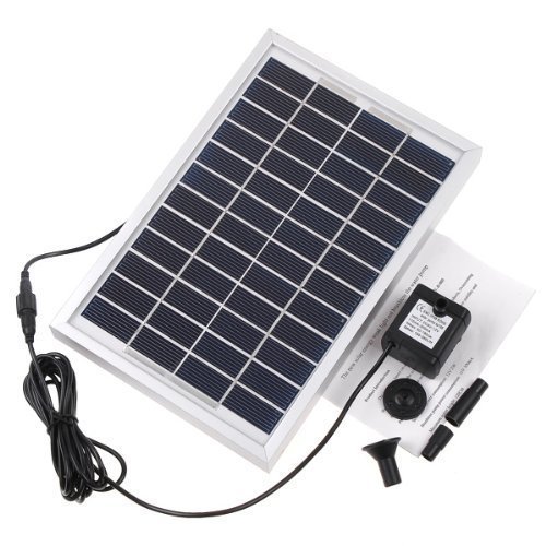Hedc® Solar Teichpumpe,5W Solar Springbrunnen Solarpumpen Teich Springbrunnen Wasserpumpen für Gartenteich Max. Förderhöhe:60 cm ,380 L/h ,mit 3 Verschiedenen Düse - 5