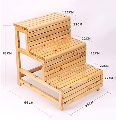 Ladder Stools Solid Wood 3-floor Waterproof Anti-corrosion Anti-skid Step Stools Shower Bath Tub Foot Pedal (Color : Wood color)
