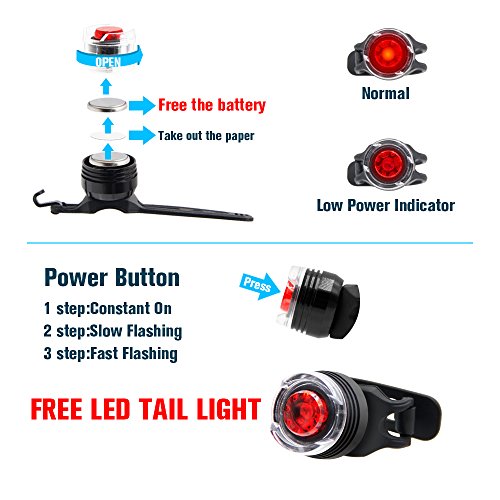 Fahrradlicht,Orinsong LED Fahrradstrahler Set mit 4 Modi, 500 Lumen USB wiederaufladbar Frontlicht 2600mAh Lithium Akku und Rücklicht Fahrrad - 7